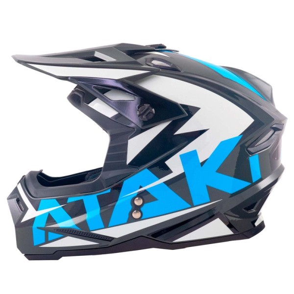 Шлем (кроссовый) Ataki JK801 Rampage, серый/синий глянцевый