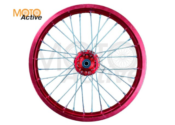 Обод передний 17" (1,60-R17 d=15mm) CNC ступица, алюминий/красный X-TECH