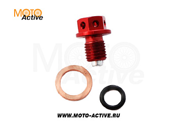 Пробка двигателя сливная с магнитом М12 х1,50 SM-PARTS красная