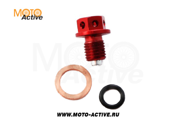 Пробка двигателя сливная с магнитом М12 х1,50 SM-PARTS красная