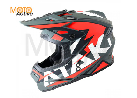 Шлем (кроссовый) Ataki JK801 Rampage, красный/серый матовый