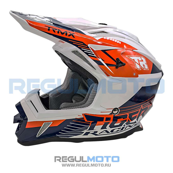 Шлем Kioshi TR кроссовый (H637) (Белый/ синий/ оранжевый)