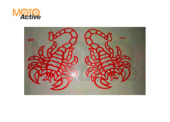 Наклейка декор SCORPION (красный)(16х13см, 2шт) (#3042)