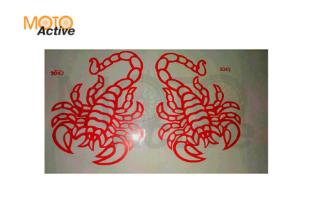 Наклейка декор SCORPION (красный)(16х13см, 2шт) (#3042)