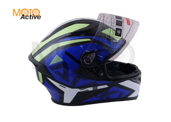 Шлем (интеграл) Ataki JK316 Route, синий/Hi-Vis желтый глянцевый