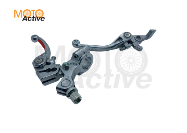 Рычаги тормоза сцепления складные с силиконовыми накладками в сборе питбайк SM-PARTS красные