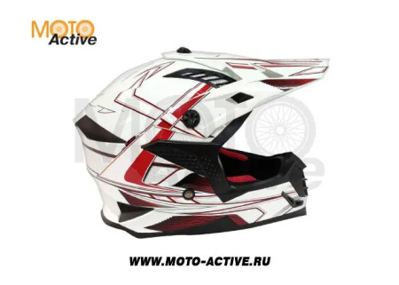 Шлем (кроссовый) ATAKI SC-16 Rift, красный/белый глянцевый