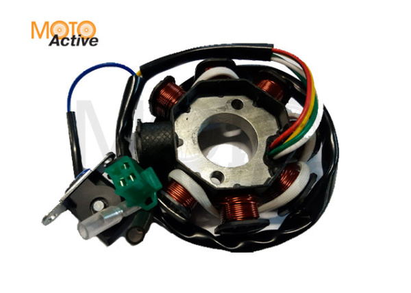 Статор генератора 152QMI, 157QMJ 125/150сс 8 катушек (1 индукционная катушка) фишка 3 конт 2 провода