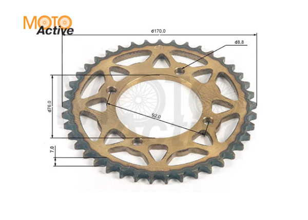 Венец, звезда ведомая (428H-41) сталь, закаленные зубья PIT BIKE 125-190 4х92х76