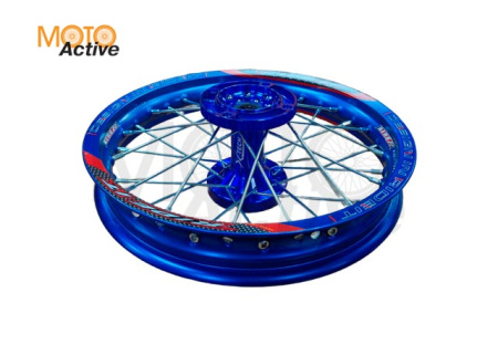 Обод задний 14" (1,85-R14 d=15mm) CNC ступица, алюминий/синий X-TECH