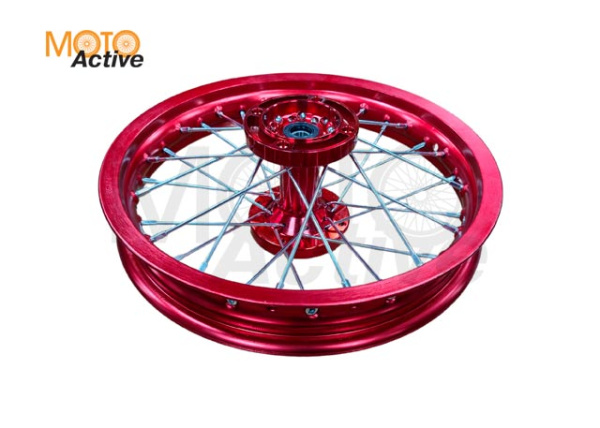 Обод задний 14" (1,85-R14 d=15mm) CNC ступица, алюминий/красный X-TECH