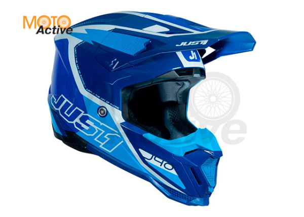 Шлем кроссовый JUST1 J40 FLASH (синий/белый матовый)