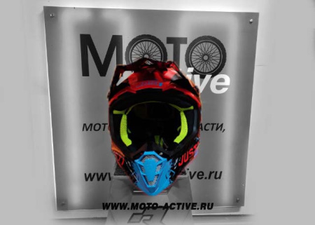 Шлем (кроссовый) JUST1 J38 MASK, синий/красный/чёрный глянцевый (2021)