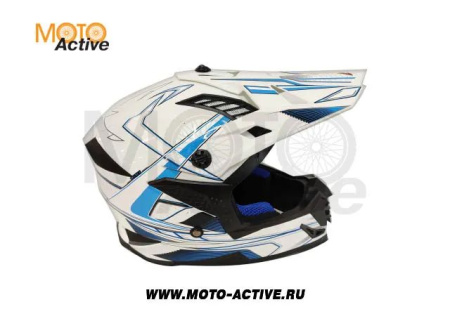 Шлем (кроссовый) ATAKI SC-16 Rift, синий/белый глянцевый