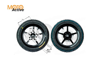 Обод 12" (компл. 2шт) 120/70-12" 110/70-12" с резиной супермото алюминий/черный