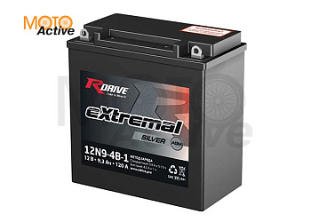 МОТО АККУМУЛЯТОР RDRIVE EXTREMAL SILVER 12N9-4B-1