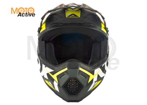 Шлем (кроссовый) Ataki JK801 Rampage, серый/желтый матовый