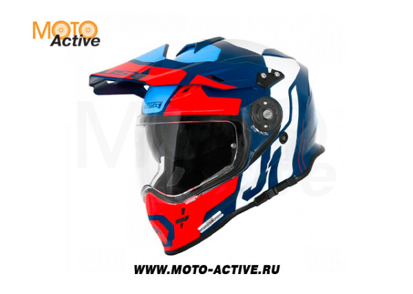 Шлем (мотард) JUST1 J34 Tour (2020), красный-синий глянцевый