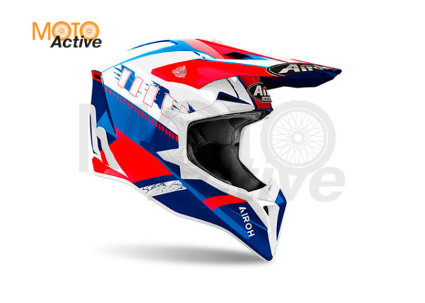 Кроссовый шлем Airoh Wraaap Feel Blue/Red Gloss