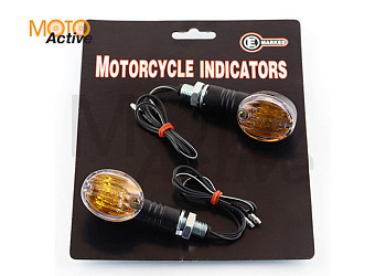 Повороты мини (пара) овальные (черные, желтое стекло) "E-MARKED"