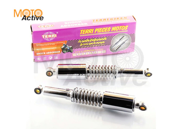 Амортизаторы (пара) Alpha, Delta 340mm, регулируемые (хром, длинный стакан) "KOMATCU"