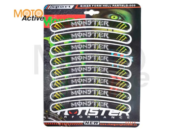 Наклейки набор на обода MONSTER (LG-009)