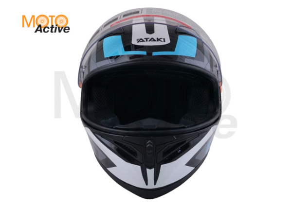 Шлем (интеграл) Ataki JK316 Route, серый/голубой глянцевый