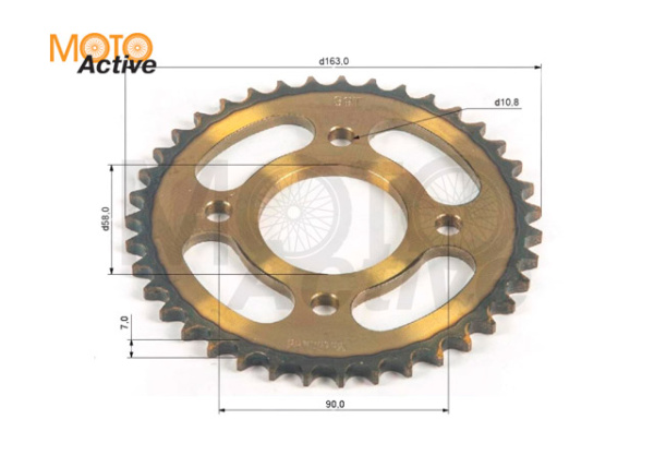 Венец, звезда ведомая (428H-39) сталь, закаленные зубья CG/CB 4х90х58