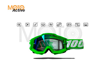 Очки мотокросс 100% green frame
