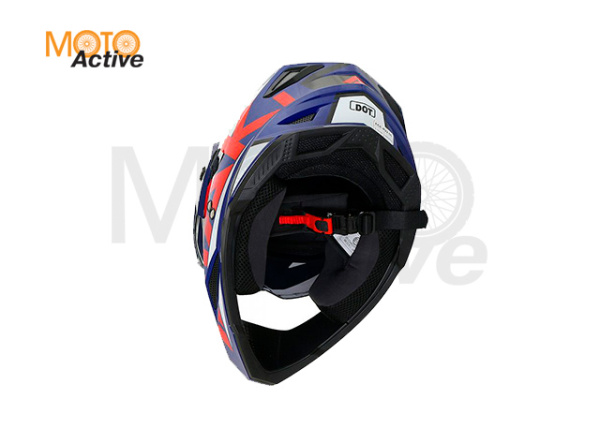 Шлем (мотард) Ataki JK802 Rampage, синий/красный глянцевый