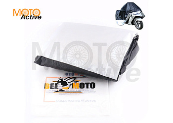 Чехол дождевик для мотоцикла и велосипеда (XXXL-265*105*125см, черно-серый) "BEEZMOTO"