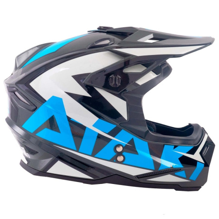 Шлем (кроссовый) Ataki JK801 Rampage, серый/синий глянцевый