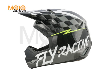 Шлем детский (кроссовый) FLY RACING KINETIC SKETCH ECE, черный/белый/Hi-Vis желтый