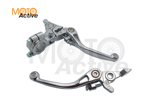 Рычаг сцепл. тормоза складные c силиконовыми накладками красные/хром