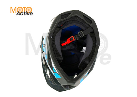 Шлем (мотард) Ataki JK802 Rampage, серый/синий глянцевый