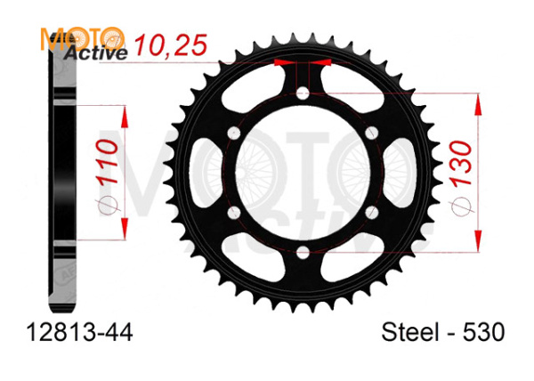 Звезда задняя (ведомая) 530, стальная (JTR479.44)
