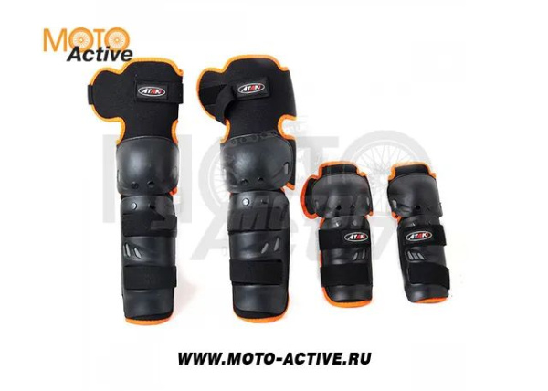 Комплект защиты локтя и колена (4 шт) ATAKI SC-610 черный/оранжевый
