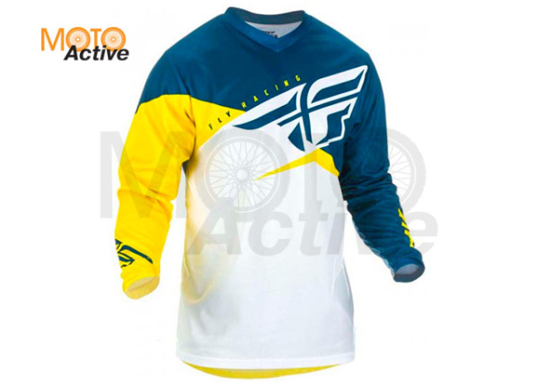 Футболка для мотокросса FLY RACING F-16 2019 желтая/белая/синяя