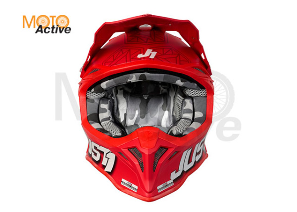Шлем кроссовый JUST1 J39 Kinetic, камуфляж/серый/красный матовый