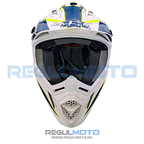 Шлем Kioshi TR кроссовый (H637) (Белый/ синий/ зеленый)