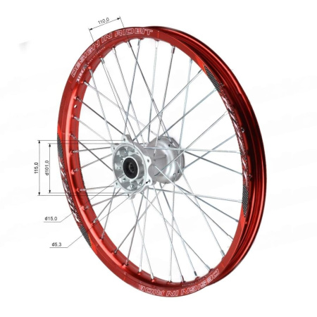 Обод передний 21" (1,60-R21 d=15mm) алюминий/красный XR250