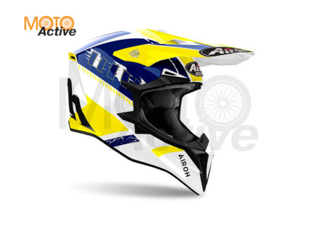 Кроссовый шлем Airoh Wraaap V24 Feel Yellow/Blue Gloss