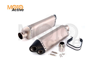 Глушитель (тюнинг) L-440*100mm (нержавейка, три-овал, матовый, прямоток) "118"