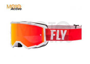 Очки для мотокросса детские FLY RACING ZONE (2021) белый-красный, зеркальные