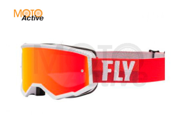 Очки для мотокросса детские FLY RACING ZONE (2021) белый-красный, зеркальные