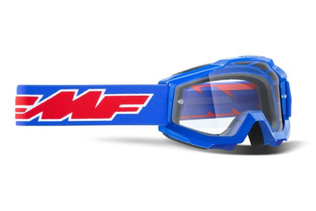Детская маска кросс FMF Powerbomb Rocket синяя с прозрачной линзой