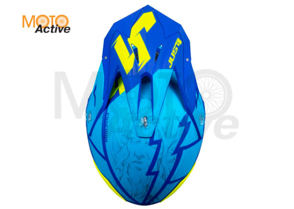 Шлем (кроссовый) JUST1 J39 POSEIDON, синий/HI-VIS желтый глянцевый