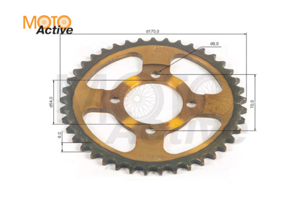 Венец, звезда ведомая (420-41) сталь, закаленные зубья Alpha/Delta 4х70х54