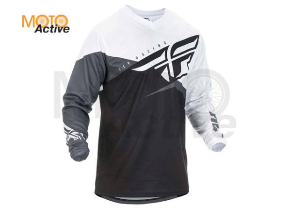 Футболка для мотокросса FLY RACING F-16 2019 черная/белая/серая