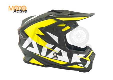 Шлем (кроссовый) Ataki JK801 Rampage, серый/желтый матовый